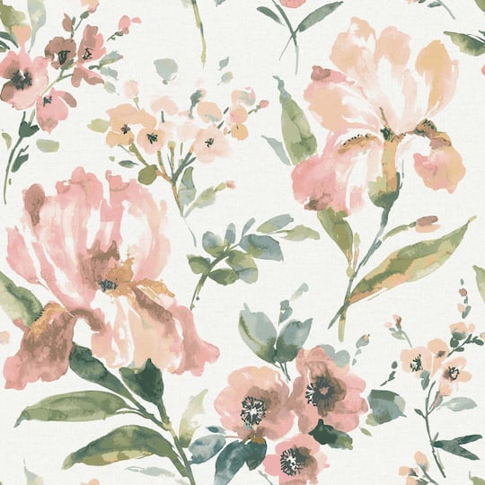 RoomMates Pink Iris Peel & Stick Wallpaper